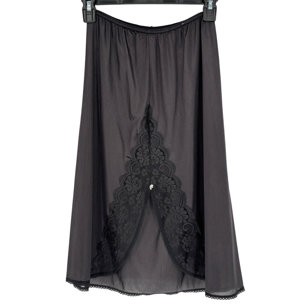 Vintage Maidenform Chantilly Lace Slip Skirt Sheer Black Romantic Goth S